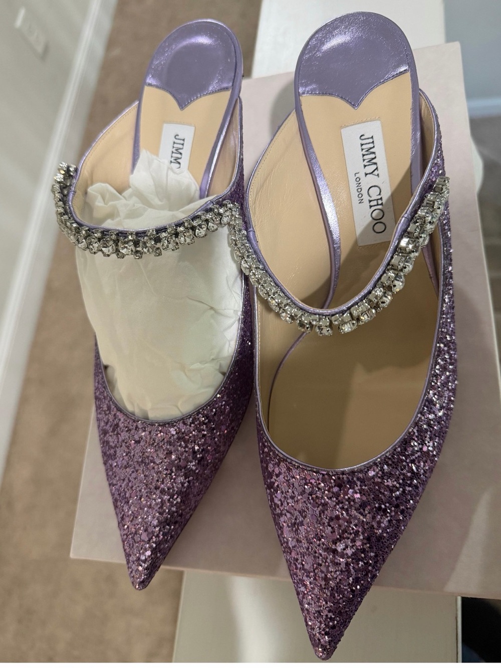 NWOT- Jimmy Choo - Jimmy Choo glitter‎ mule- Size 42 / US 12
